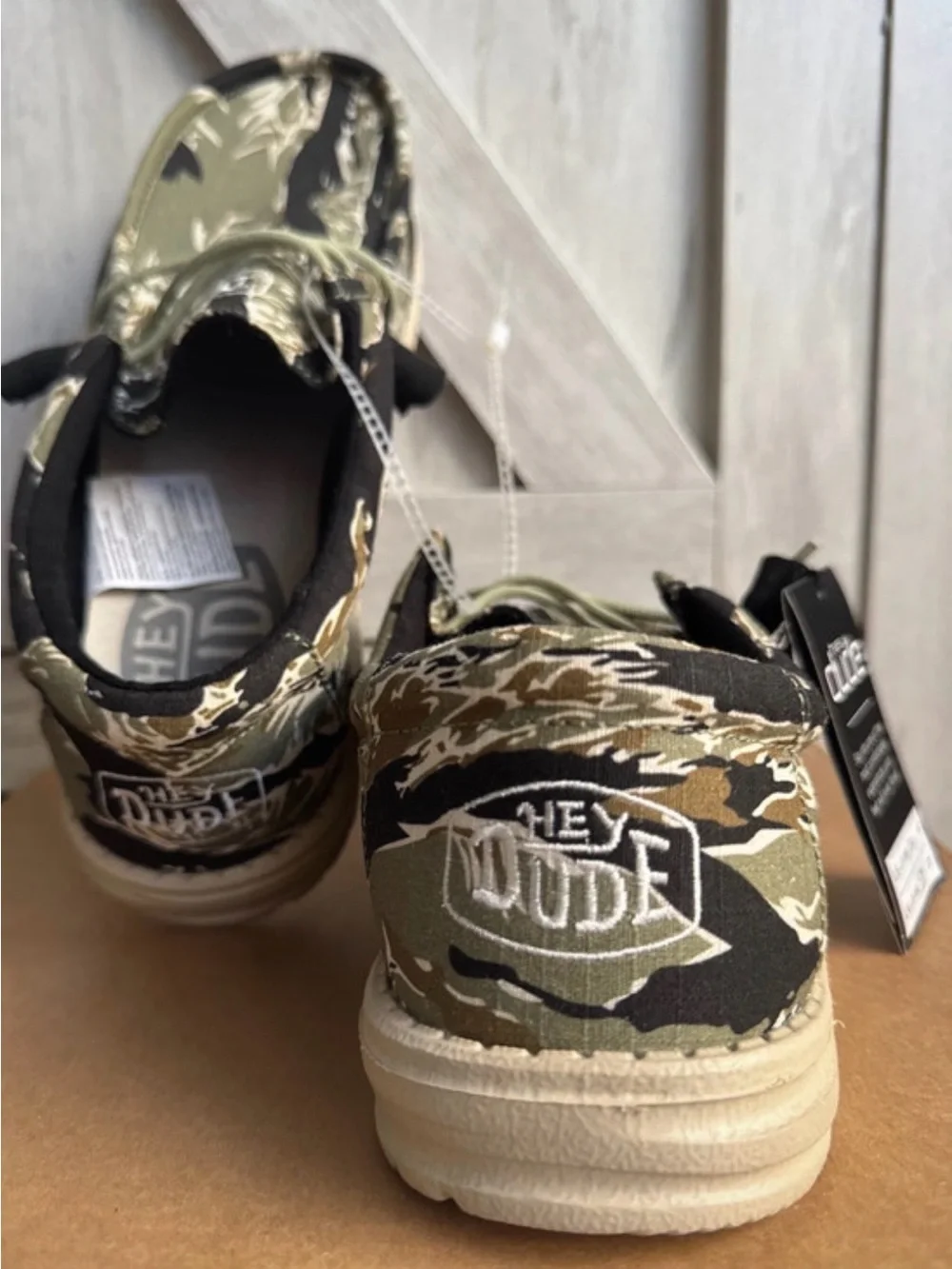 Hey Dude Green Camo Slip-On Sneakers